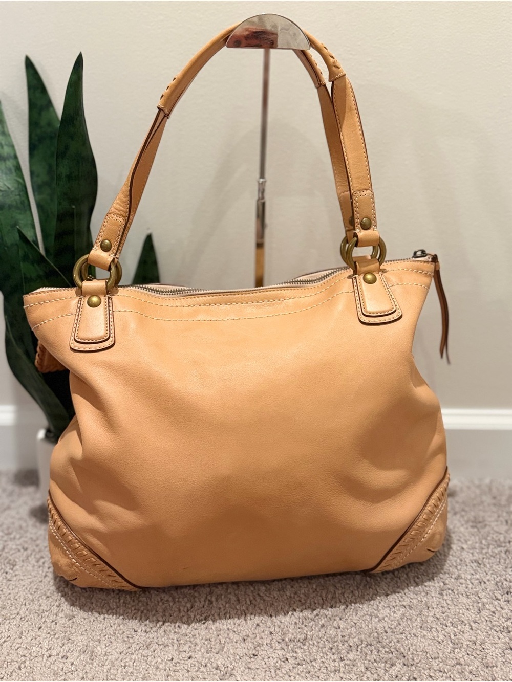 Coach Poppy Whipstitch Leather Hobo Tote Bag - Picture 9 of 17